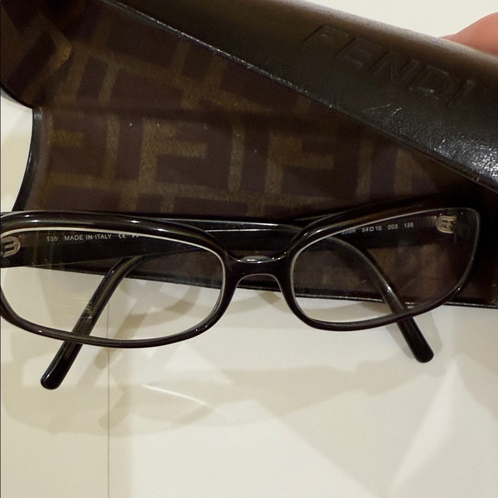 Fendi Black Eyeglasses with FF Logo and Crystal Detail